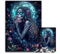 Puzzle 1000 pièces pour Adultes, Motif tête de Mort, Fille sous la Lune, en Carton, Jeux éducatifs, pour renforcer l'amour Entre Couples, à partir de 14 Ans, 26x38cm