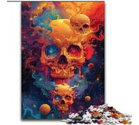 Puzzle 1000 pièces pour Adultes, Motif tête de Mort psychédélique, en Bois, Cadeau de Noël, pour Adolescents, Anti-Stress, Cadeau Unique et Cool pour la Famille (Taille 50x75cm)