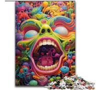 Puzzle 1000 pièces pour Adultes, Motif tête de Mort psychédélique, idéal pour Les Amoureux, idéal pour Noël, Le Nouvel an ou la Saint-Valentin (Taille : 26x38cm)