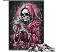 Puzzle 1000 pièces pour Adultes, Motif tête de Mort Rose, à partir de 14 Ans, pour s'amuser en Famille et Jouer Le Soir, Collection d'artistes, Beaux-Arts, 26x38cm