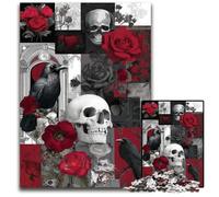Puzzle 1000 pièces pour Adultes, Motif tête de Mort Rose, Puzzle en Bois, Jeux éducatifs, pour renforcer l'amour Entre Couples, à partir de 14 Ans, 50x75cm
