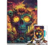 Puzzle 1000 pièces pour Adultes, Motif tête de Mort Tournesol, pour Adolescents, 1000 pièces, Jouets éducatifs et éducatifs, Jeux familiaux, pour renforcer l'amour Entre Couples, 50x75cm