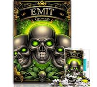 Puzzle 1000 pièces pour Adultes, Motif tête de Mort Verte, idéal comme Cadeau pour Toute la Famille (Taille 75x50cm)