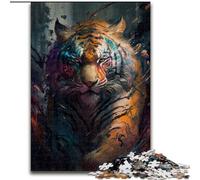 Puzzle 1000 pièces pour Adultes, Motif Tigre, en Bois, idéal pour Un Anniversaire, Noël, Halloween, 1000 pièces(50x75cm)