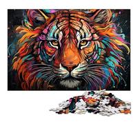 Puzzle 1000 pièces pour Adultes Motif Tigre mécanique psychédélique coloré idéal comme Cadeau Jeu Familial Anti-Stress défi Difficile 1000 pièces (38 x 26 cm)