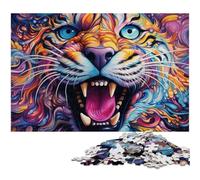 Puzzle 1000 pièces pour Adultes, Motif Tigre psychédélique, Jeu interactif Familial, défi cérébral, 50x75cm / 19,68x29,52 Pouces