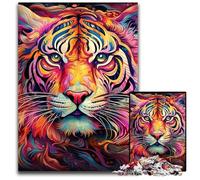 Puzzle 1000 pièces pour Adultes, Motif Tigre psychédélique, Puzzle en Bois, Casse-tête Haute difficulté pour Adolescents, 50x75cm / 19,68x29,52 Pouces