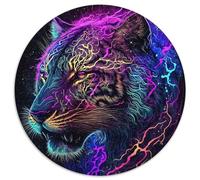 Puzzle 1000 pièces pour Adultes, Motif Tigre Violet éclair, Puzzle Rond, Un défi créatif pour Les passionnés, pour la détente (67,5 x 67,5 cm)