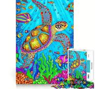Puzzle 1000 pièces pour Adultes, Motif Tortue Aquarelle, Assemblage Parfait, Jeu de réflexion, Cadeau, Jeu Lent, décoration Murale de Noël (38x52cm)