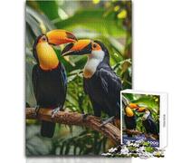 Puzzle 1000 pièces pour Adultes, Motif Toucan Duo et Fleurs emblématiques Idéal pour des Moments de détente Découpe de Haute précision Dimensions:38x26cm