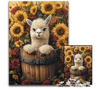 Puzzle 1000 pièces pour Adultes, Motif Tournesol et alpaga, Puzzle en Carton, Casse-tête éducatif, décoration Artistique pour la Maison et Le Bureau, 14 Ans et Plus, 26x38cm