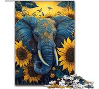 Puzzle 1000 pièces pour Adultes, Motif Tournesol et éléphant, activité familiale, Cadeau Unique pour Les fêtes et Les Anniversaires, 50x75cm