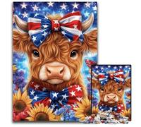 Puzzle 1000 pièces pour Adultes, Motif Vache des Highlands, Drapeau américain, en Carton, Jeux, Jouets, Cadeaux d'anniversaire Uniques, pour Les Enfants de 14 Ans et Plus, 26x38cm