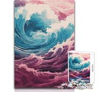 Puzzle 1000 pièces pour Adultes, Motif Vague Bleue et Rose, Jouet éducatif, décoration idéale, idée Cadeau, Dimensions 50x75cm
