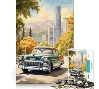 Puzzle 1000 pièces pour Adultes,Motif Voiture Aquarelle,Assemblage Fin,Jeu de réflexion Amusant, pour se détendre et Passer Un agréable Moment,Cadeau de Noël ou de Loisirs (38x26cm)