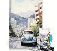 Puzzle 1000 pièces pour Adultes,Motif Voiture Aquarelle,Assemblage Fin,Jeu de réflexion Amusant, pour se détendre et Passer Un agréable Moment,Cadeau de Noël ou de Loisirs (38x26cm)