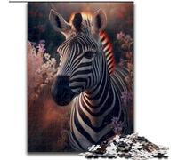 Puzzle 1000 pièces pour Adultes, Motif zèbre et Fleurs, en Bois, idéal pour Les Anniversaires, Noël, Halloween, Thanksgiving et Pâques(50x75cm)