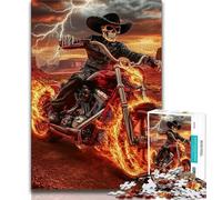 Puzzle 1000 pièces pour Adultes, Moto Flamme, Jouet éducatif et décompressant, Cadeau d'anniversaire, 38x52cm