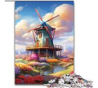 Puzzle 1000 pièces pour Adultes, Moulin à Vent coloré en Bois, idée Cadeau Unique pour la décoration intérieure, entraînement cérébral et Cadeaux de Noël. 50x75cm