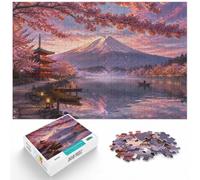 Puzzle 1000 pièces pour Adultes, Mount Fuji and Cherry Blossoms Reflection | Pour un loisir intérieur plus long : ce puzzle 1000 pièces adulte convient aux soirées et aux w nds.