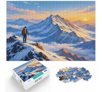 Puzzle 1000 pièces pour Adultes, Mountain Hiker with Backpack Illustration | Pour une activité qui demande de la patience : ce puzzle 1000 pièces adulte peut se faire seul ou se partager.