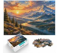 Puzzle 1000 pièces pour Adultes, Mountain River Landscape with Sunset | Comme idée cadeau de Noël : ce puzzle adulte 1000 pièces se prête aux moments puzzle partagés pendant les fêtes.