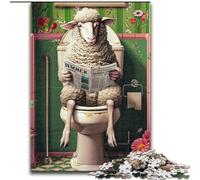 Puzzle 1000 pièces pour Adultes Moutons aux Toilettes Puzzle 1000 pièces Jeu interactif Familial, Cadeau Stimulant pour Les Cerveaux (Taille 50x75cm)