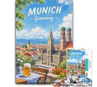 Puzzle 1000 pièces pour Adultes, Munich Cityscape with Frauenkirche | Pour les jours de pluie : Puzzle adulte 1000 pièces ; pour les amateurs qui apprécient les défis patients.
