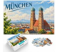 Puzzle 1000 pièces pour Adultes, Munich Frauenkirche Illustration | Pour les w nds d'hiver : ce puzzle adulte 1000 pièces crée un moment puzzle pendant les journées froides.