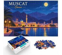 Puzzle 1000 pièces pour Adultes, Muscat, Oman Nightscape Illustration | Pour les loisirs pendant les fêtes : ce puzzle 1000 pièces adulte transforme les vacances d'hiver en pause puzzle.