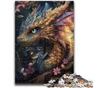 Puzzle 1000 pièces pour Adultes Mystérieux Dragon Volant Anti-Stress Staycation Tuer Le Temps avec Affiche et Fiche Trivia Assorties 26x38cm