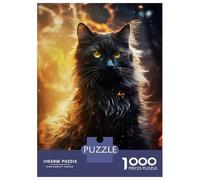 Puzzle 1000 Pièces pour Adultes Mystical Black Cat Puzzle Adulte, Jouet, Décoration Murale, Cadeau d'anniversaire Unique 52x38cm/1000pcs