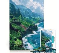Puzzle 1000 pièces pour Adultes Napali Hawaii Pixel Art,découpe Lisse,activité cérébrale Intelligente,Loisirs Amusants,décoration de Noël,Cadeau (38x26cm)
