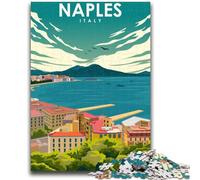 Puzzle 1000 pièces pour Adultes Naples Italie Affiche de Voyage 1000 pièces pour Adultes, Jeux éducatifs familiaux, décoration d'intérieur, Cadeau (26x38cm)