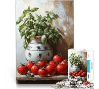 Puzzle 1000 pièces pour Adultes Nature Morte aux tomates et au Basilic Jouets éducatifs est idéal comme Cadeau pour Toute la Famille 75x50cm