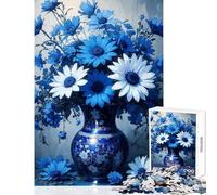 Puzzle 1000 pièces pour Adultes Nature Morte Florale Bleue et Blanche Jeu Anti-Stress Cadeau pour Femmes et Hommes Jeu éducatif Difficile et Stimulant Dimensions 38x26cm