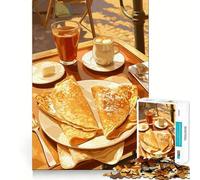 Puzzle 1000 pièces pour Adultes,Nature Morte Petit-déjeuner avec crêpes et café,Casse-tête Amusant et précis,Cadeau de Loisirs et de détente,décoration de Noël (38x52cm)
