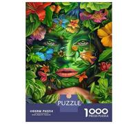 Puzzle 1000 Pièces pour Adultes Nature's Beauty Floral Face Art Puzzle Casse-tête Jeu De Réflexion Décoration Murale Cadeaux Uniques pour Anniversaire Et Noël 52x38cm/1000pcs