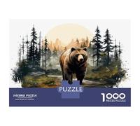 Puzzle 1000 Pièces pour Adultes Nature's Majesty The Wild Bear in Forest Puzzles pour Adultes Cadeau d'anniversaire Jeu D'interaction Parent-Enfant Jeu Intellectuel 38x26cm/1000pcs