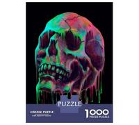 Puzzle 1000 Pièces pour Adultes Neon Skull Art Print Puzzle Adulte - Jeux Relaxants - Course De Vitesse Manuelle - Cadeau d'anniversaire Unique 70x50cm/1000pcs