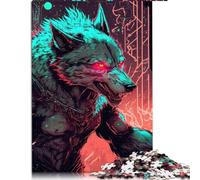 Puzzle 1000 pièces pour Adultes Neon Wolf Planche 100% recyclée de qualité supérieure pour Adultes et Enfants à partir de 10 Ans 26 x 38 cm