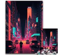 Puzzle 1000 pièces pour Adultes New York City Néon Puzzle en Bois Idéal pour décorer et stimuler Le Cerveau Cadeau 50x75cm