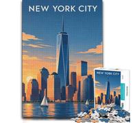 Puzzle 1000 pièces pour Adultes, New York City Skyline Minimalist Art | Comme idée cadeau de Noël : ce puzzle adulte 1000 pièces se prête aux moments tranquilles entre les fêtes.