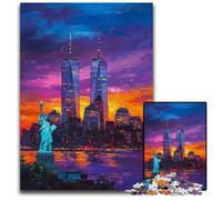 Puzzle 1000 pièces pour Adultes New York, États-Unis Puzzles en Bois pour décoration d'intérieur Cadeaux, Jouet Familial Stimulant Parfait pour Les soirées Jeux 50x75cm