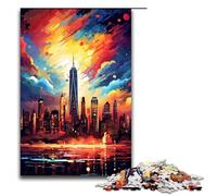 Puzzle 1000 pièces pour Adultes New York USA entouré d'éclaboussures Beaucoup de Couleurs Puzzle Jeu Pratique 75x50cm