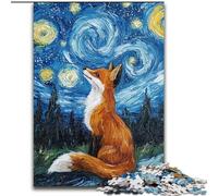 Puzzle 1000 pièces pour Adultes Night Sky Fox, Jeu Familial Anti-Stress, défi Difficile, renforce l'amour Entre Couples (Taille 50x75cm)