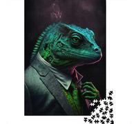 Puzzle 1000 Pièces pour Adultes, Noir Lizard Mastermind, 70x50cm/1000pcs, Pièces Blanches Peu Poussiéreuses; Activité À Partager Entre Amis