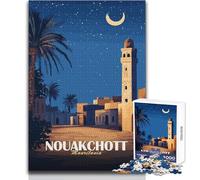 Puzzle 1000 pièces pour Adultes, Nouakchott, Mauritanie, Jeu éducatif Nocturne, défi Difficile, Jouet Anti-Stress, Dimensions:38x26cm