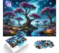 Puzzle 1000 pièces pour Adultes Nuit dans la forêt Fantastique Compétition de Vitesse Manuelle Une œuvre d'art 52x38cm