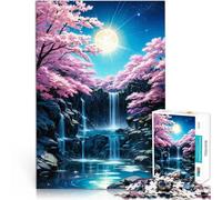 Puzzle 1000 pièces pour Adultes Nuit des cerisiers en Fleurs au Japon Jeu Pratique Chaque pièce est Unique - Jeu Familial Stimulant et Amusant 50x70cm